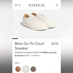 Nisolo men's Beto sneaker. Size 8. Never worn